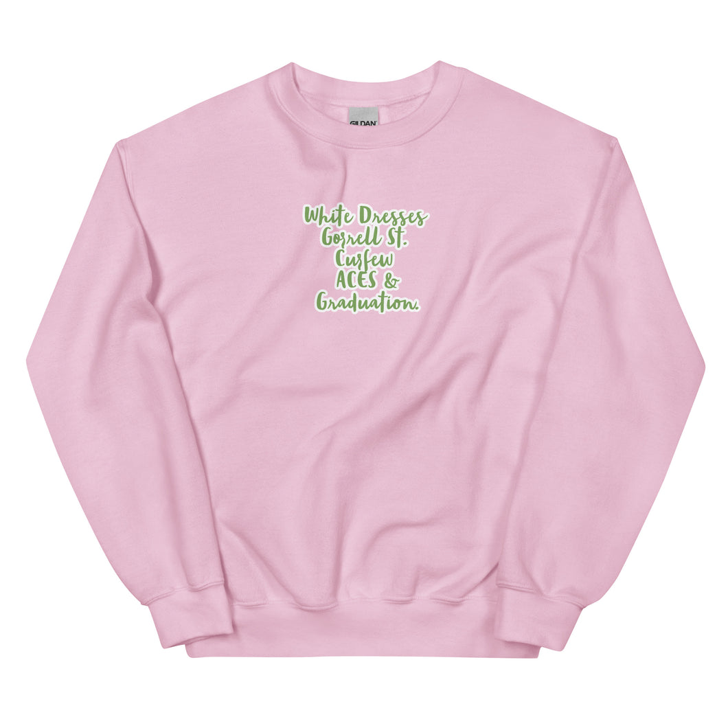 Pink and Green  Embroidered  Been There Unisex Sweatshirt