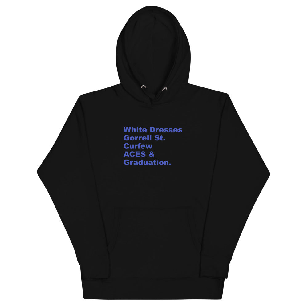 Been There Unisex Hoodie.  Lettering in royal Blue